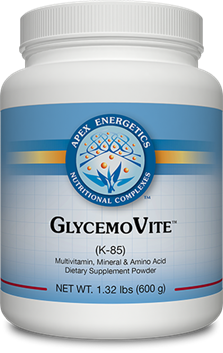 Apex Energetics GlycemoVite K85 powder, 60 servings, blood sugar support with phytosterols fiber and branched chain amino acids