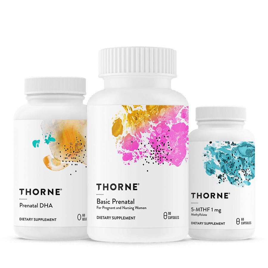 Thorne Fertility Bundle — Basic Prenatal, Prenatal DHA, and 5-MTHF 1 mg