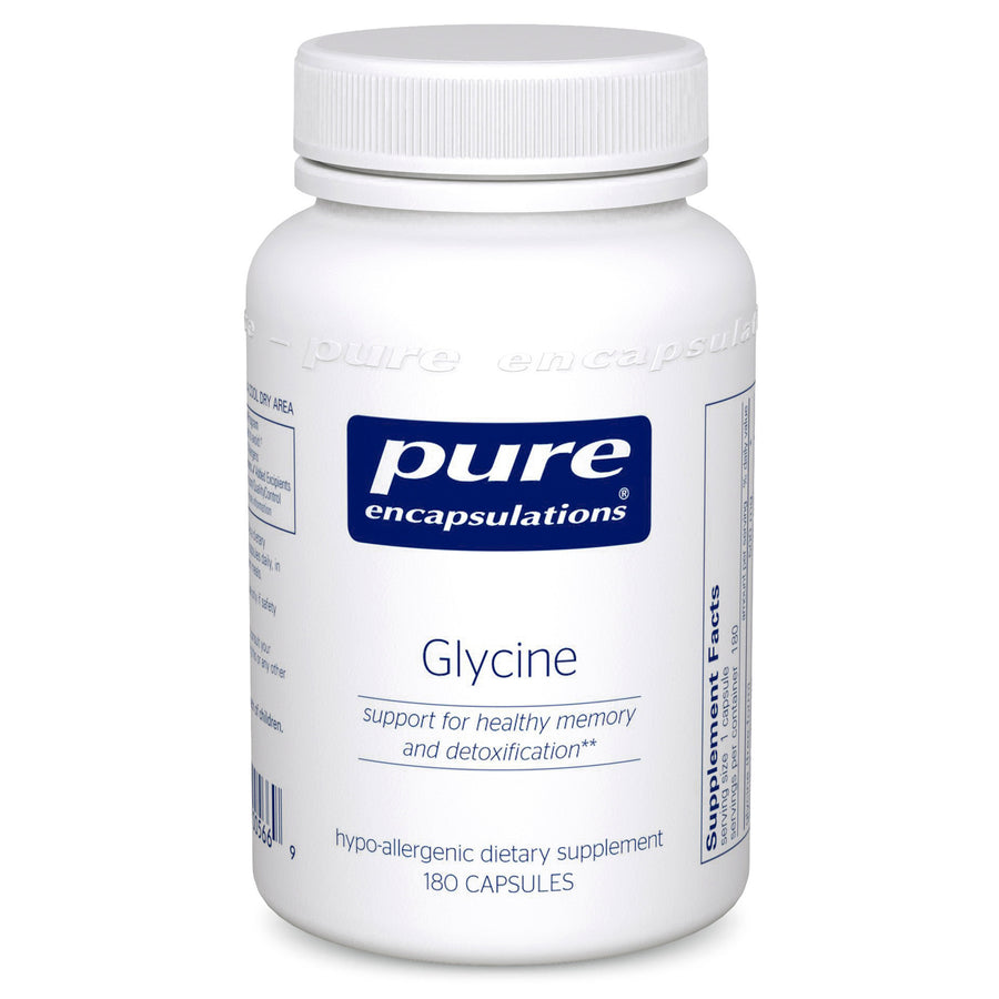 Pure Encapsulations Glycine amino acid supplement bottle 180 capsules for detox liver kidney support