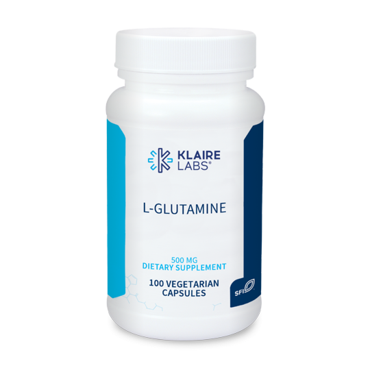 Klaire Labs L-Glutamine 500mg free form amino acid supplement bottle 100 vegetarian capsules