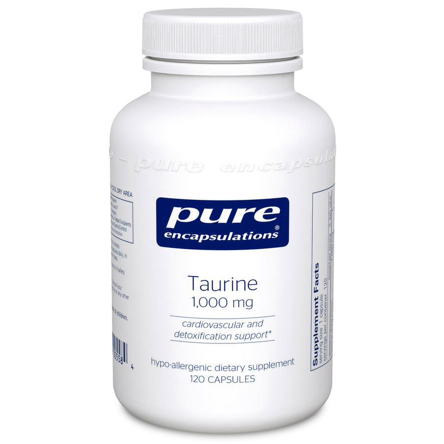 Pure Encapsulations Taurine 1000mg amino acid supplement bottle 120 capsules cardiovascular brain support