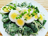 Power Breakfast: Spinach Salad with Goat Cheese and Eggs!