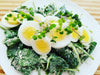Power Breakfast: Spinach Salad with Goat Cheese and Eggs!