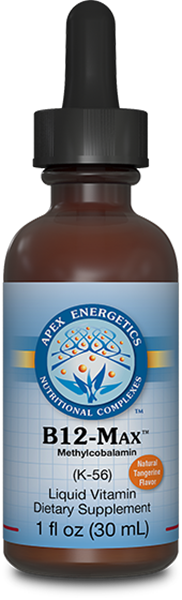 Apex Energetics B12-Max K56 high potency liquid methylcobalamin dropper bottle