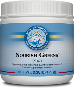 Apex Energetics Nourish Greens™ (K67) — Organic Fruit, Greens & Spice Phytonutrient Powder, 43 Servings