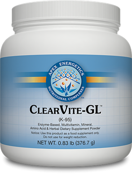 Apex Energetics ClearVite-GL K95 natural berry flavor shake powder, grain-free and pea-free, 42 servings