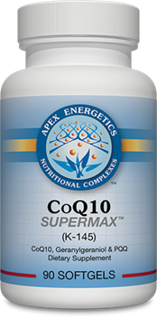 Apex Energetics CoQ10 SuperMax K145, 90 softgels, CoQ10 with geranylgeraniol GG-Gold and PQQ