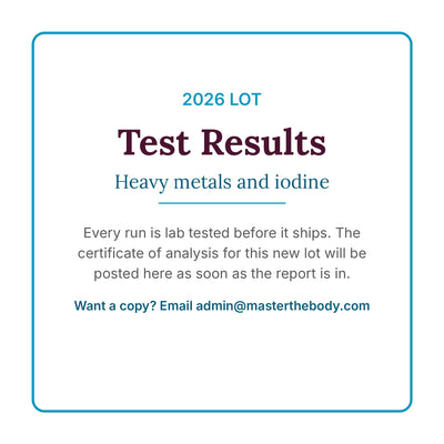 Dulse Capsules 2026 lot test results - heavy metals and iodine certificate of analysis to be posted when testing is complete