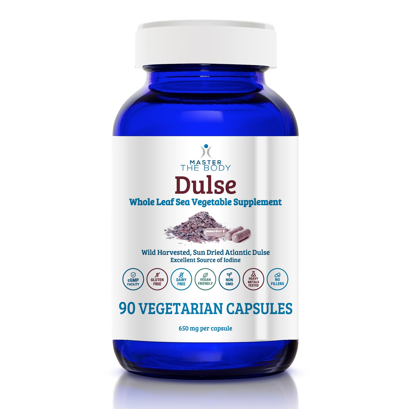 Dulse Capsules - 650 mg Wild Harvested, Sun Dried Atlantic Dulse, 90 Vegetarian Capsules (PRE-ORDER)