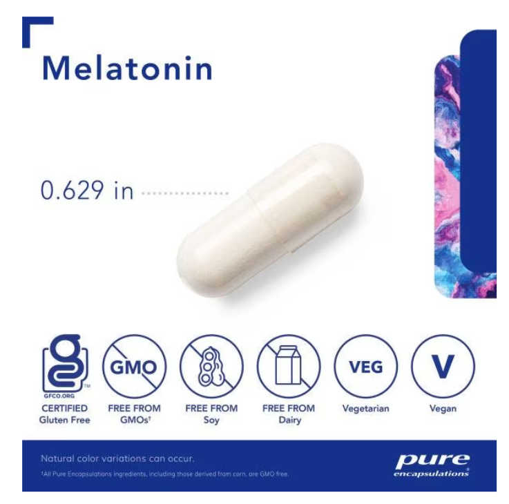 Pure Encapsulations Melatonin 20 mg vegetarian capsule size reference