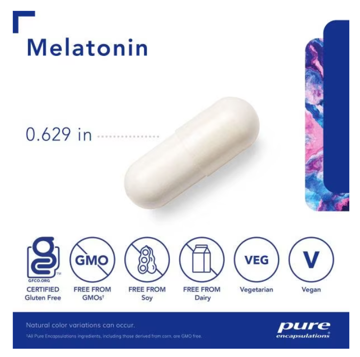 Pure Encapsulations Melatonin 3 mg vegetarian capsule size reference