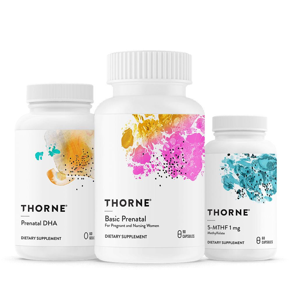 Thorne Fertility Bundle — Basic Prenatal, Prenatal DHA, and 5-MTHF 1 mg