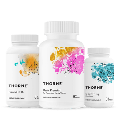 Thorne Fertility Bundle — Basic Prenatal, Prenatal DHA, and 5-MTHF 1 mg