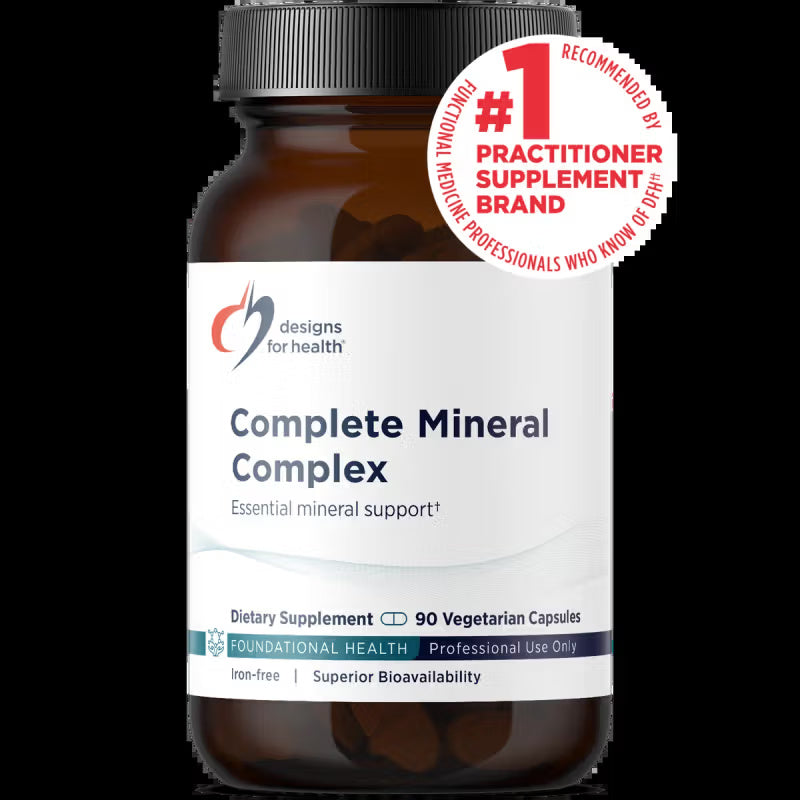 Designs for Health Complete Mineral Complex 90 Capsules - Iron Free Chelated Mineral Formula for Enzyme and Nutritional Support