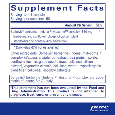 Pure Encapsulations Berberine UltraSorb supplement facts
