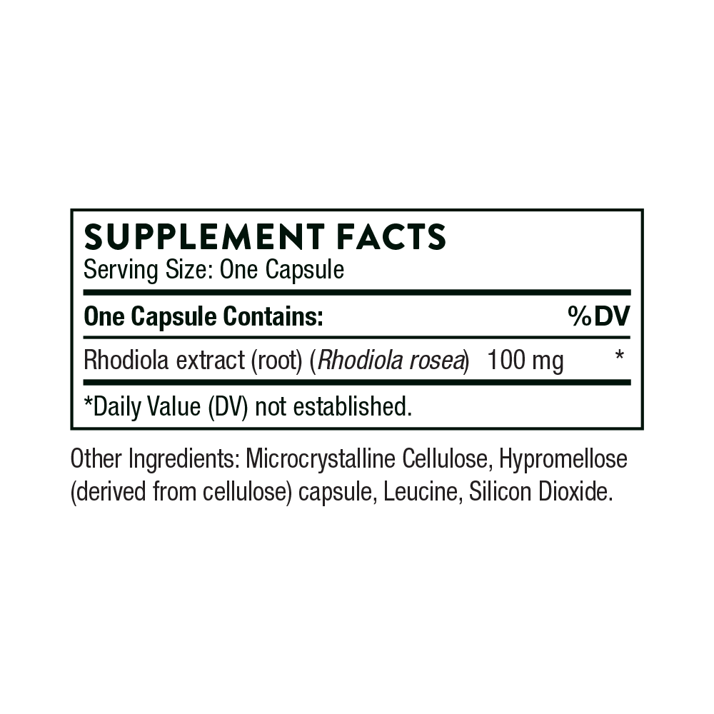 Thorne Rhodiola supplement facts