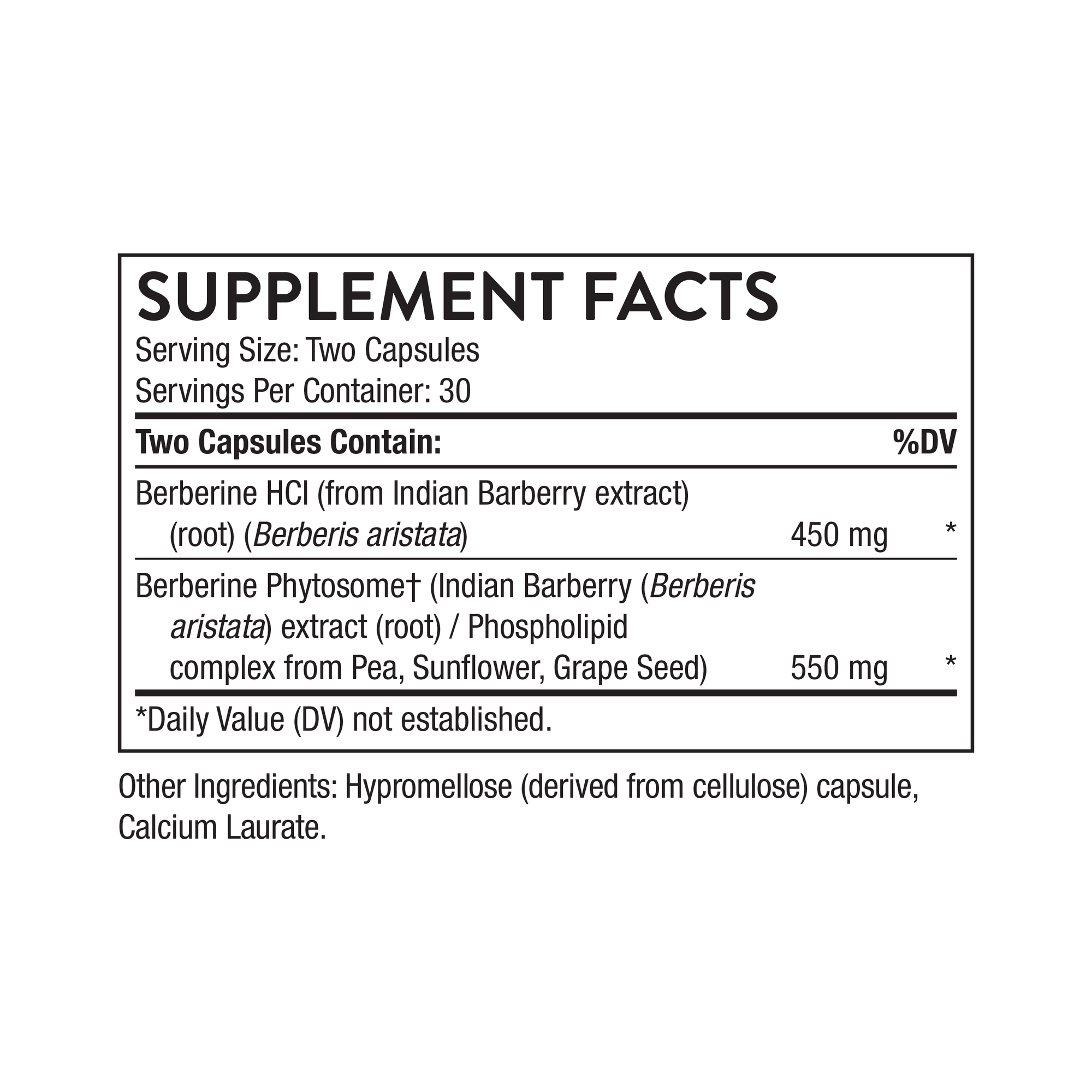 Thorne Berberine supplement facts
