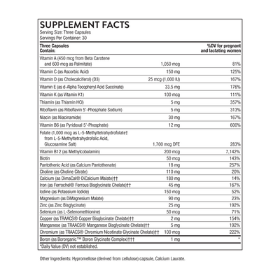 Supplement Facts — Thorne Basic Prenatal