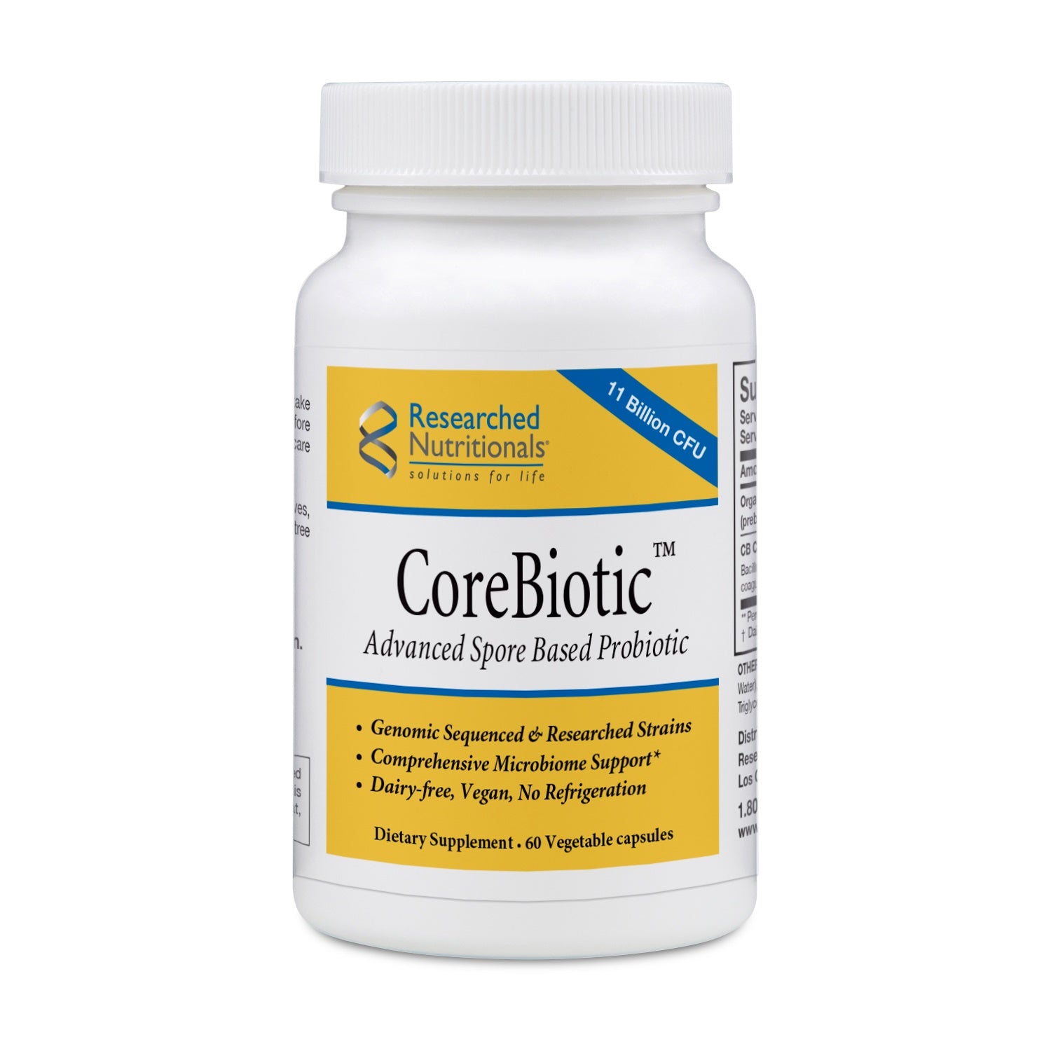 Researched Nutritionals CoreBiotic spore-based probiotic capsules for gut flora balance