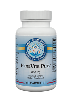Apex Energetics HemeVite Plus K116 chelated iron and B vitamin capsules